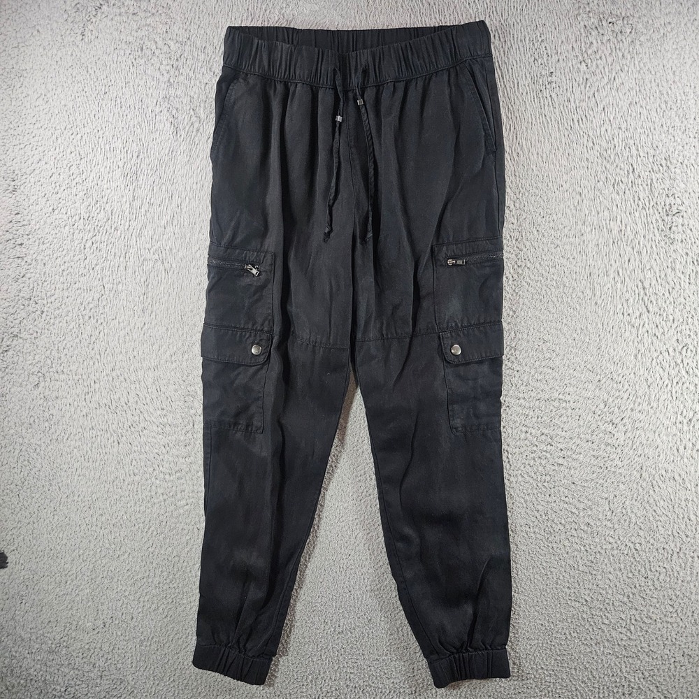 Banana Republic Womens Black Lyocell Cargo Jogger Pants XS Elastic Waist Utility